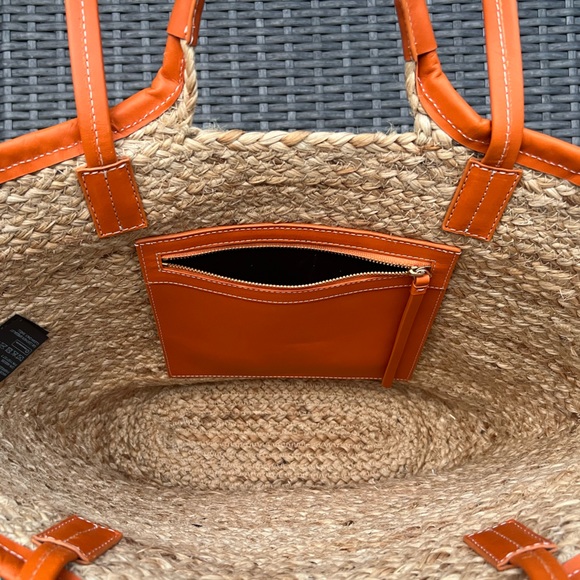 NWT & Other Stories Leather Trimmed Straw Tote - Picture 11 of 11